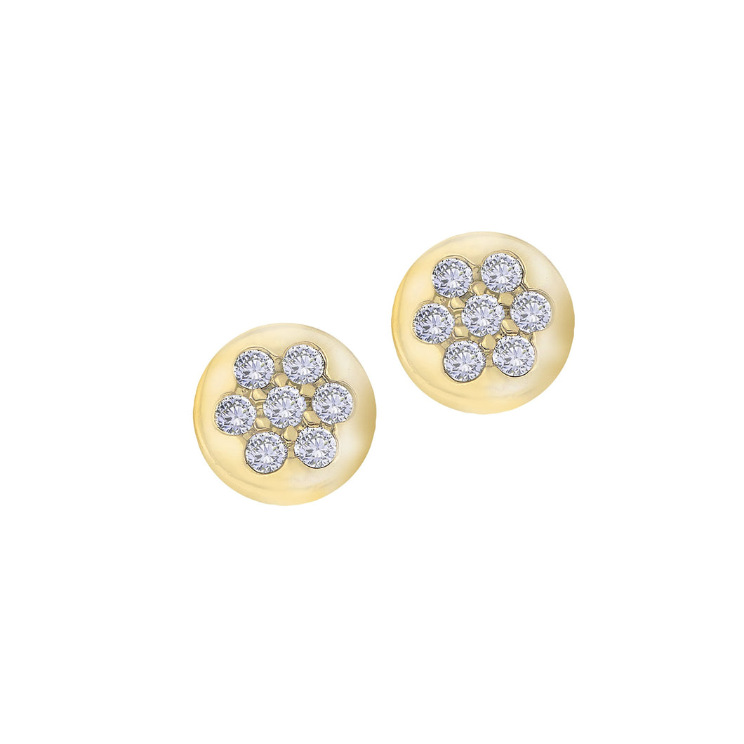 DA Gold 14 karat yellow gold round Diamond Flower Earrings, D=0.70tw
