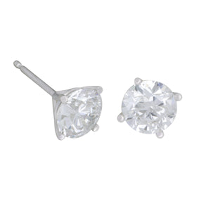 14 karat white gold 2 diamonds 2.00ctw IJ/I1 4 prong martini set stud earrings
