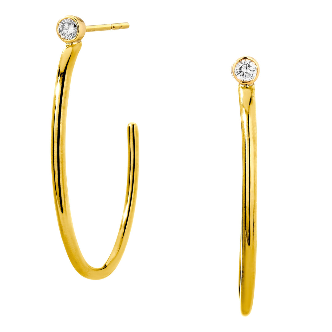 SYNA 18 Karat Yellow Gold with Diamond Earrings, D=0.30tw