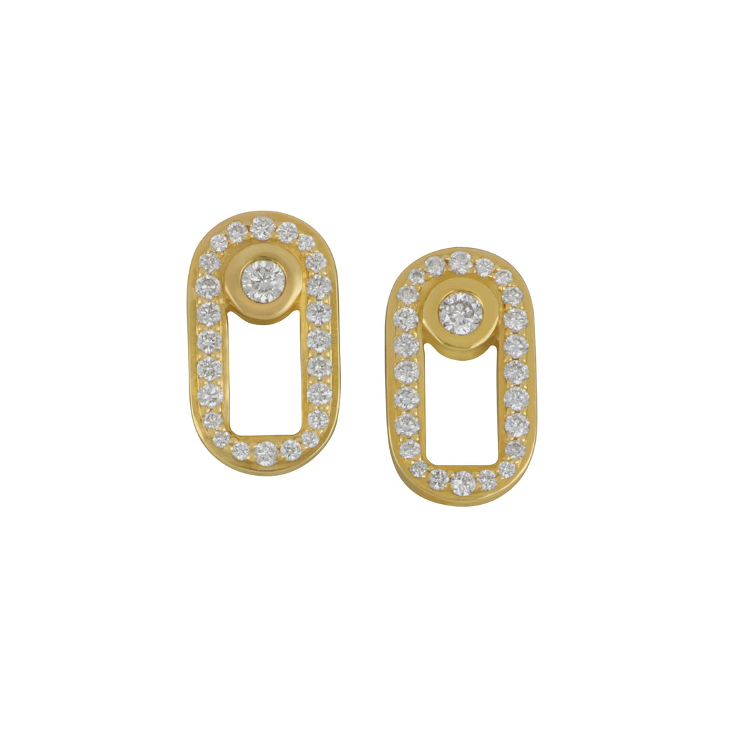 Michael M 14 karat yellow gold pave diamond 0.38ctw GH/SI singleton stud earrings