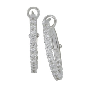 14 karat white gold IN/OUT shared prong diamonds 1.00TW GH/SI 0.60" hoop earrings with omega back