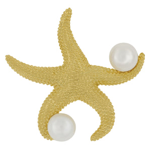 14 karat Yellow Gold Starfish with Freshwater Pearl 6-6.5mm Pendant