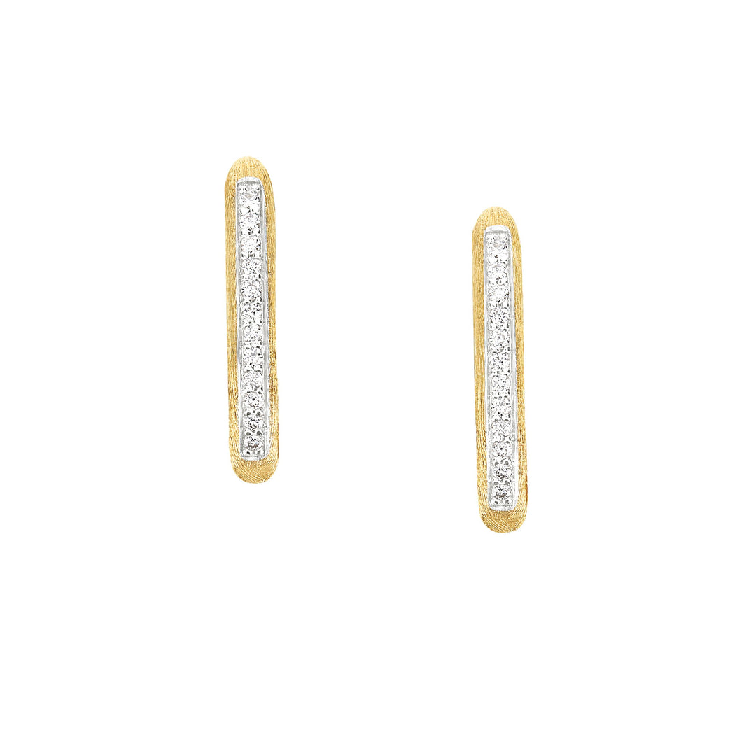 Nanis 18k Yellow Gold Libera Hand Engraved Diamond Small Hoop Earrings, D=0.12tw