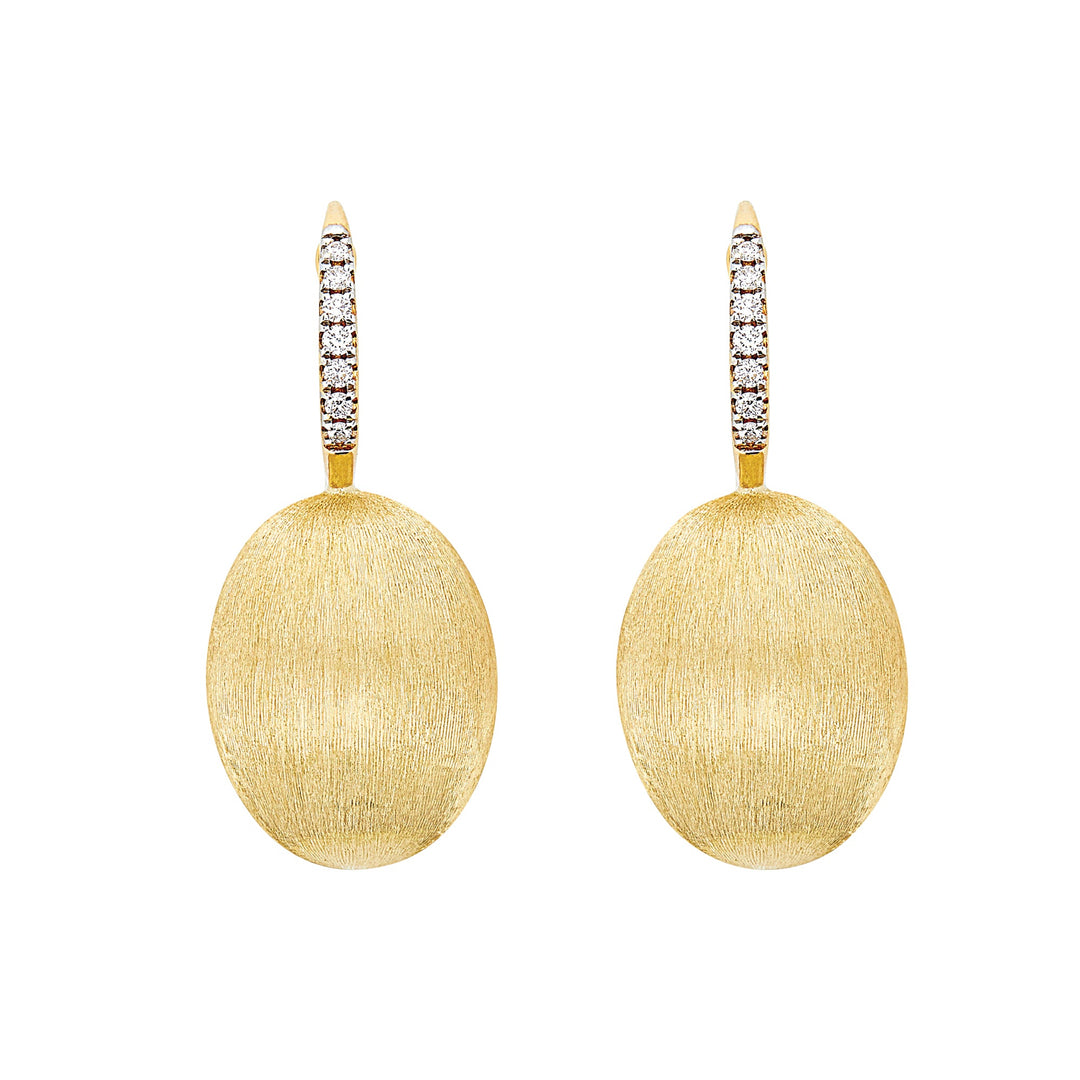 Nanis 18 karat Yellow Gold Elite Large Hand Engraved Ball Drop Diamond Earrings, D=0.16tw G/VS