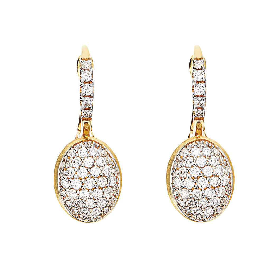 Nanis 18 karat Yellow Gold Small Diamond Pave Ball Drop Earrings, D=0.58tw G/VS