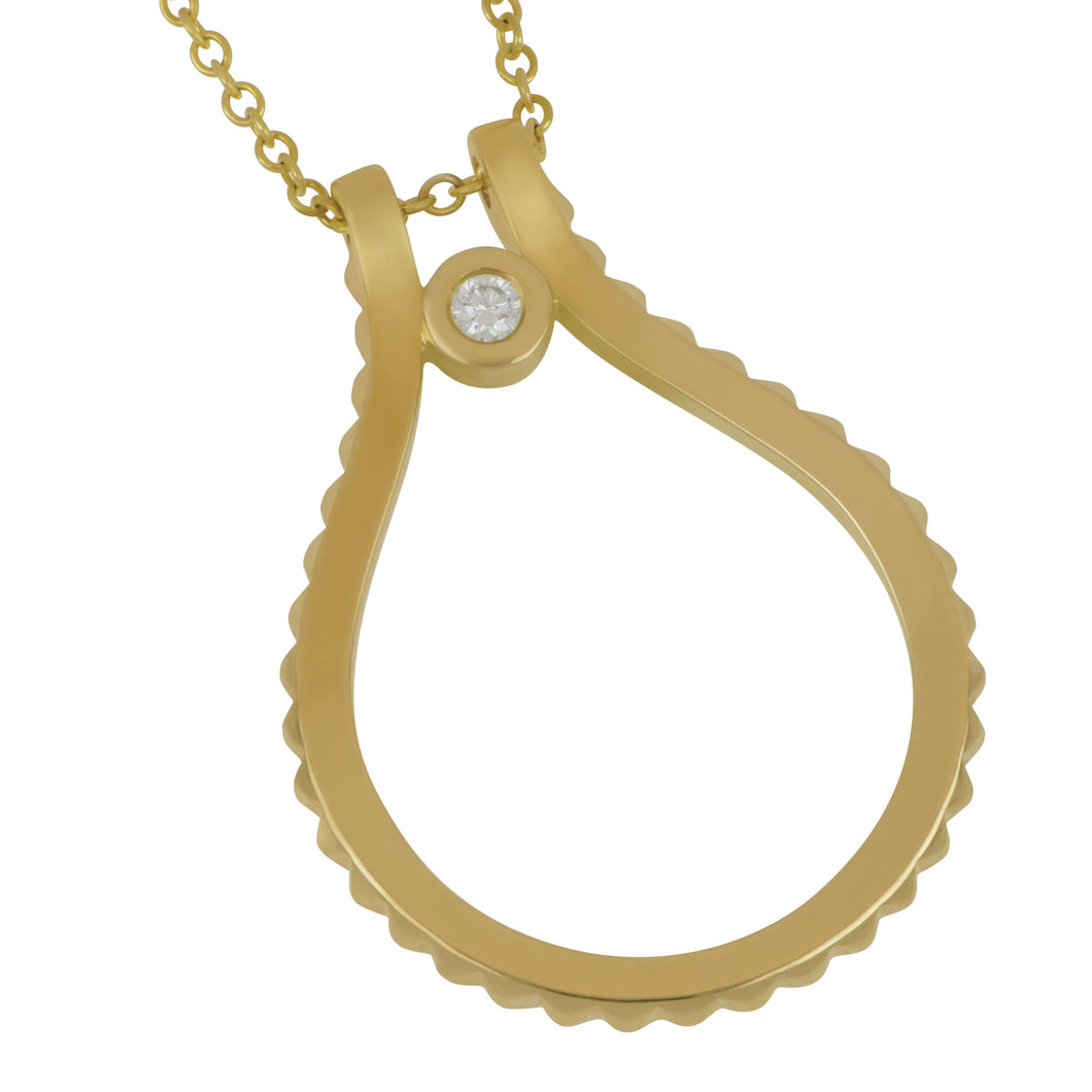 Michael M 14 karat yellow gold signature MM tetra diamond 0.08ct GH/SI pendant on chain 24