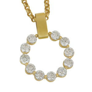 Michael M 14 karat yellow gold cloud large circle diamond 1.85ctw GH/SI1 pendant on 16-18" adjustable chain