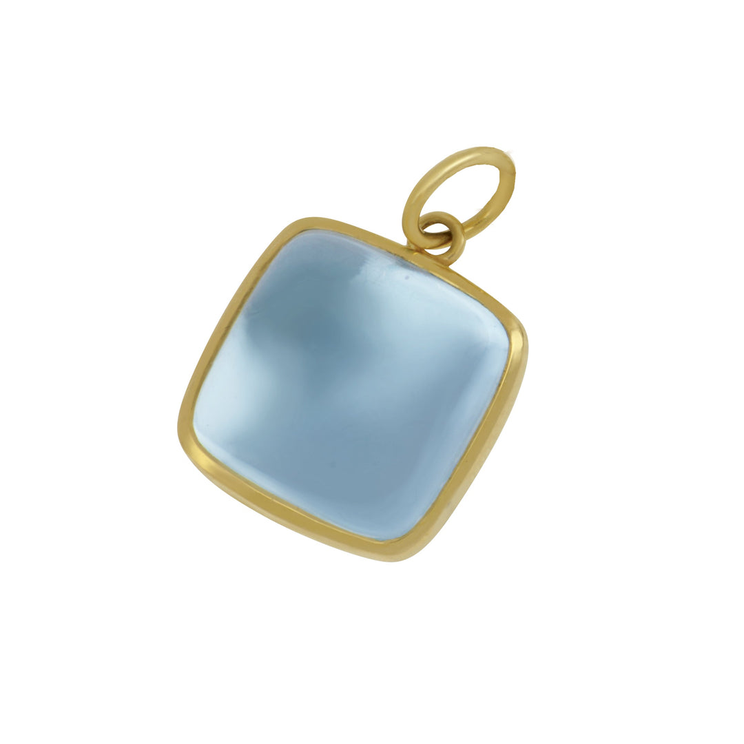 SYNA 18 karat Yellow gold Candy Blue Topaz Sugarloaf Bezel Pendant, BT=12cts with out chain