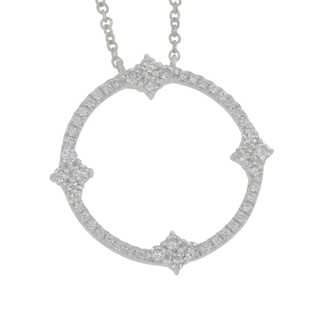 14 karat white gold open circle diamond 0.55ctw GH/SI necklace 16-18" adjustable chain