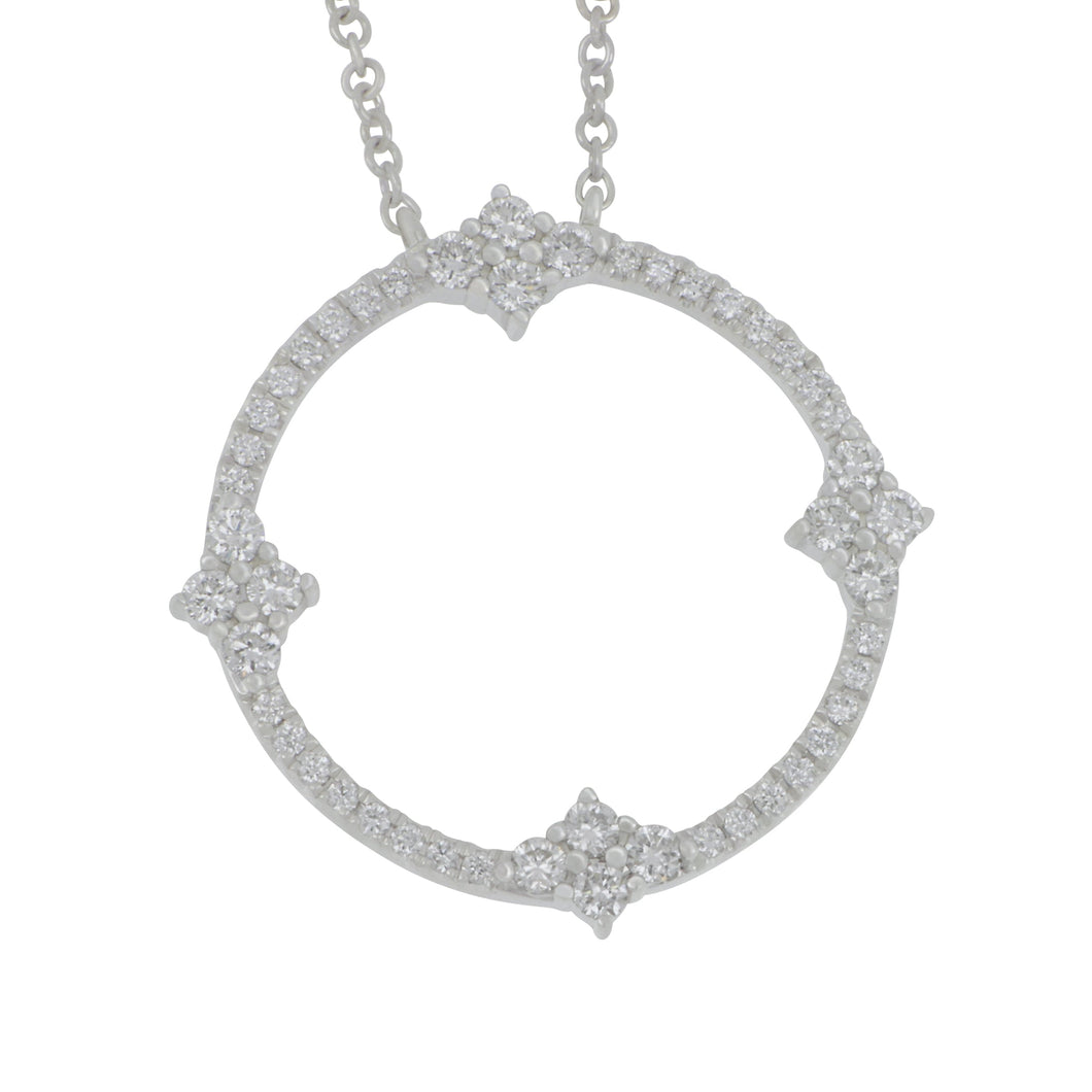 14 karat white gold open circle diamond 0.55ctw GH/SI necklace 16-18