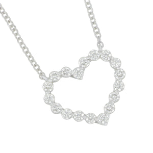 14 karat White Gold Medium Diamond Open Heart Necklace 16-18" adjustable, D=0.43tw GH/SI