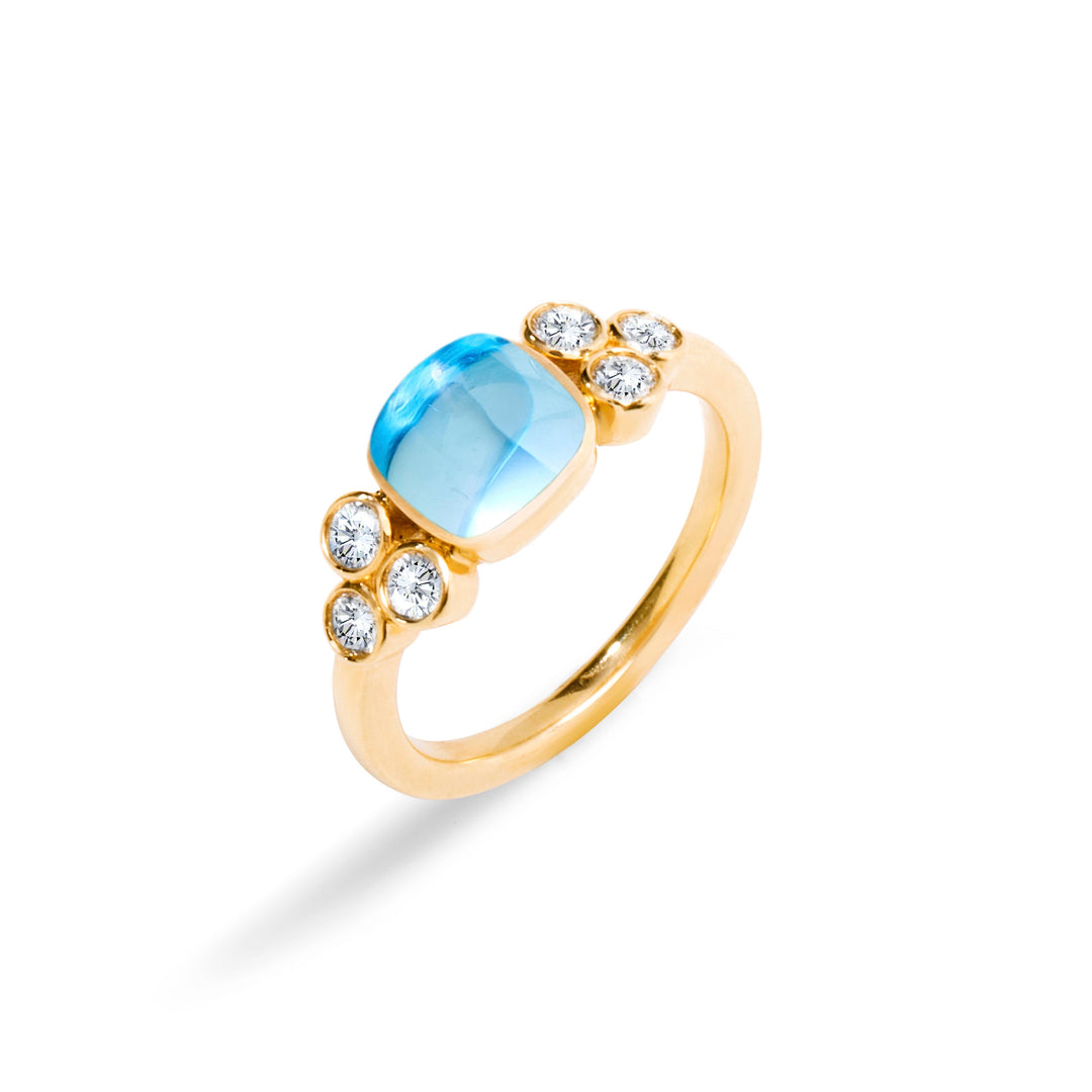 SYNA 18 Karat Yellow Gold Blue Topaz and Diamond Ring, BT=2.50ct, D=0.30tw - Limited Edition