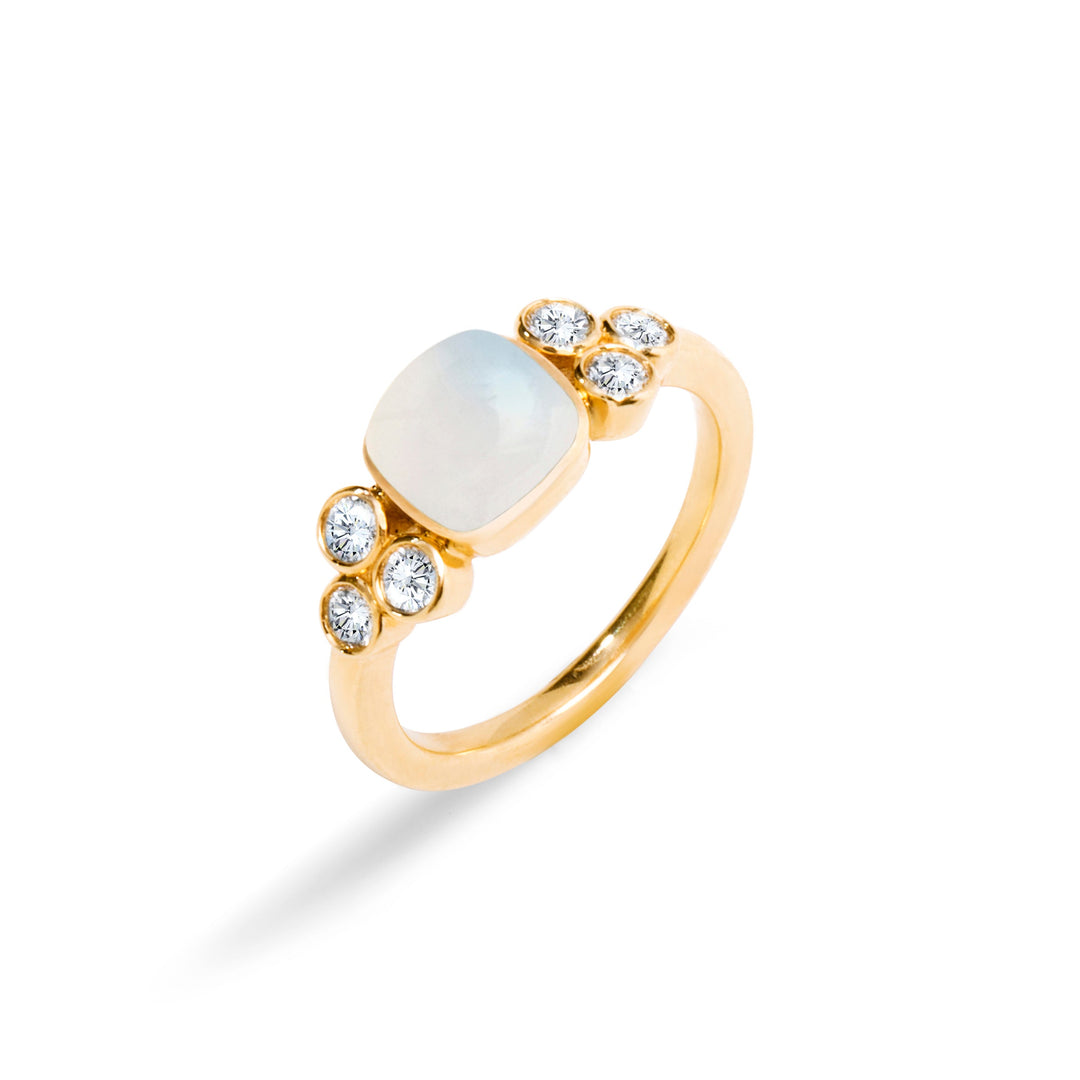 SYNA 18 Karat Yellow Gold Moon Quartz and Diamond Ring, MQ=2.00ct, D=0.30tw - Limited Edition
