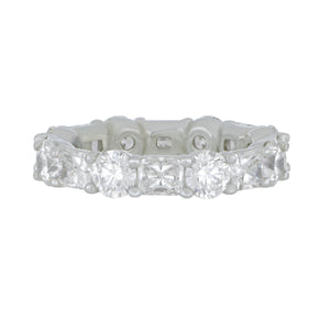 Platinum alternating radiant and round 16 diamonds 4.58ctw FG/VS-VVS prong set eternity band size 6.5