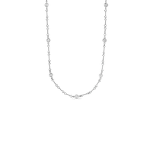 Load image into Gallery viewer, Roberto Coin 18 karat white gold diamond by the inch 7 station dog bone necklace 18&quot;, D=0.28tw