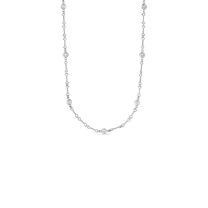 Roberto Coin 18 karat white gold diamond by the inch 7 station dog bone necklace 18", D=0.28tw