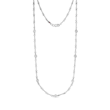 Load image into Gallery viewer, Roberto Coin 18 karat white gold diamond by the inch 7 station dog bone necklace 18&quot;, D=0.28tw