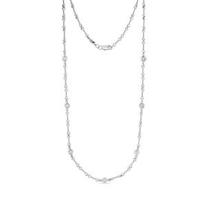 Roberto Coin 18 karat white gold diamond by the inch 7 station dog bone necklace 18", D=0.28tw