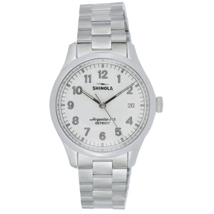 Shinola 38mm Vinton White date Dial with stainless steel bracelet