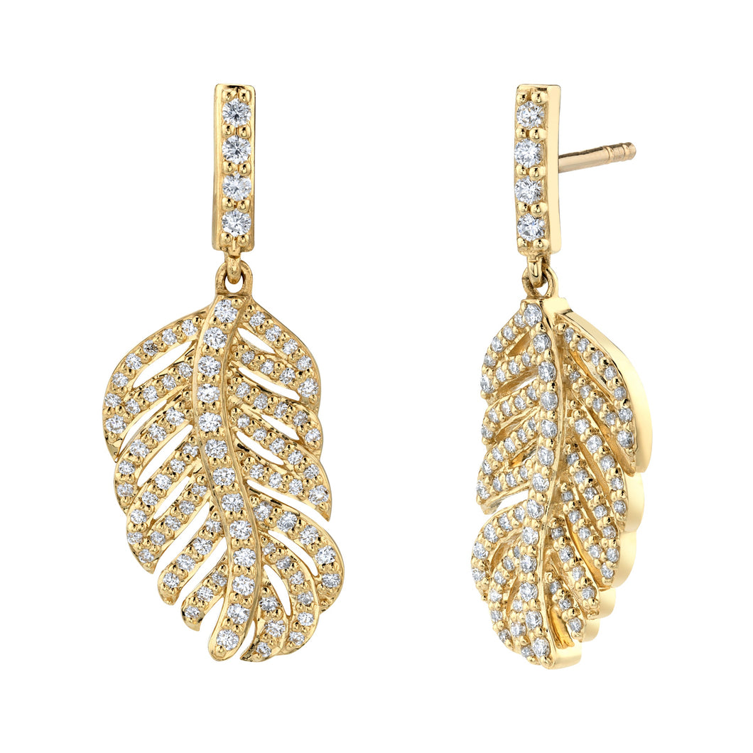 Small Yellow Gold Feather Earrings | Ylang 23