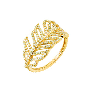 Sloane Street 18 karat yellow gold Diamond Feather Ring Size 6.5, D=0.66ctw G/SI