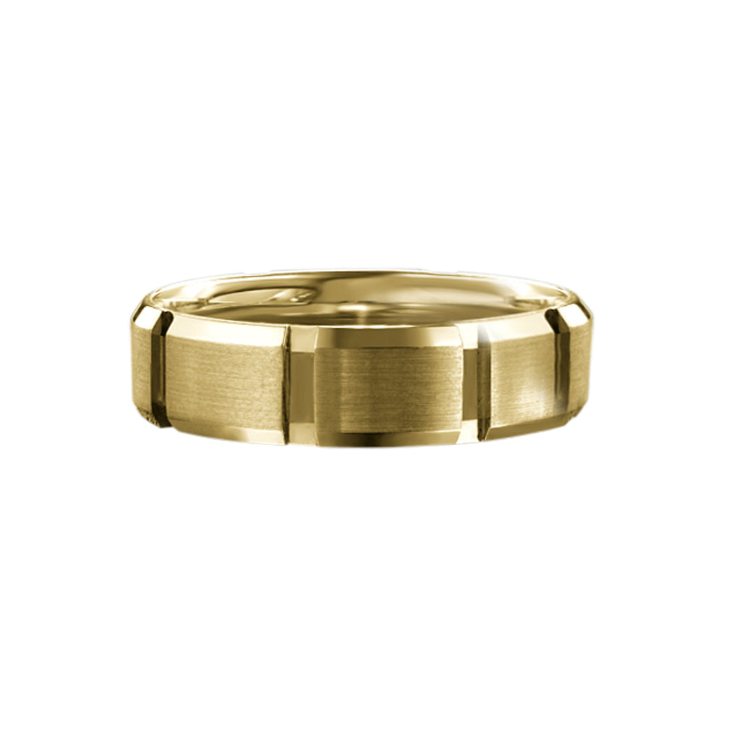 14k Yellow Gold 6mm Sandpaper Top High Polish Edges Men’s Wedding Band Size 10