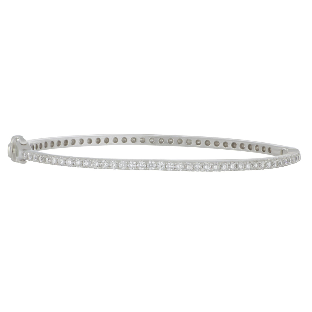 14k White Gold 1-Row Diamond Bangle Bracelet 1.15ctw HI/SI