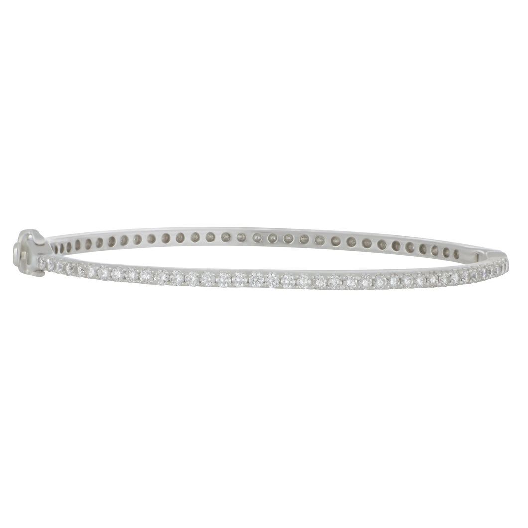 14 karat white gold 1 row diamond 1.15ctw HI/SI bangle bracelet