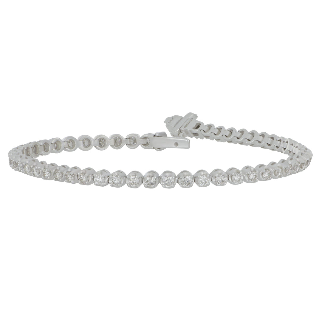 14 karat white gold 4 prong diamond 2.46ctw HI/SI crown line bracelet 7"