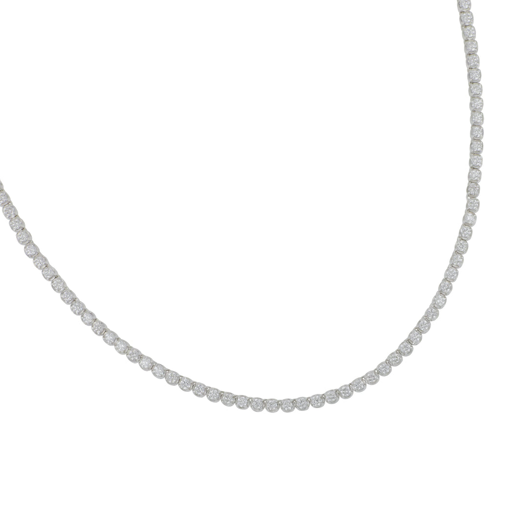 14 karat white gold 4 prong diamond 6.99TW HI/SI crown line necklace 17