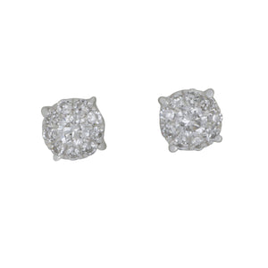 14 karat white gold round halo diamond 0.56tw HI/SI stud earrings
