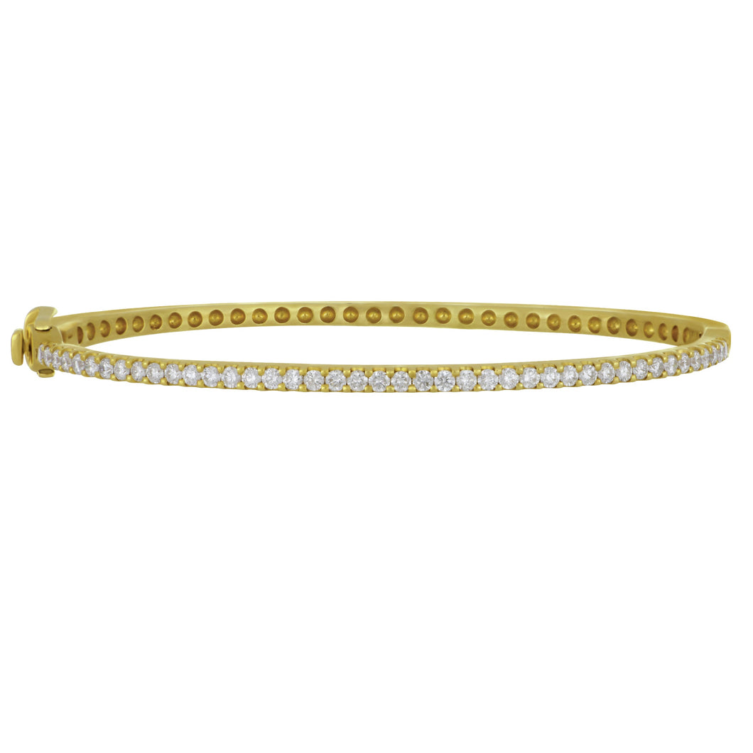 14 karat yellow gold  1 row diamond 1.10ctw GH/SI bangle bracelet